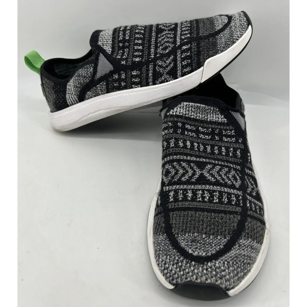 Sanuk China Quest Knit Slip‎ On Shoes Black And Grey Mens Size 8 Women's 9